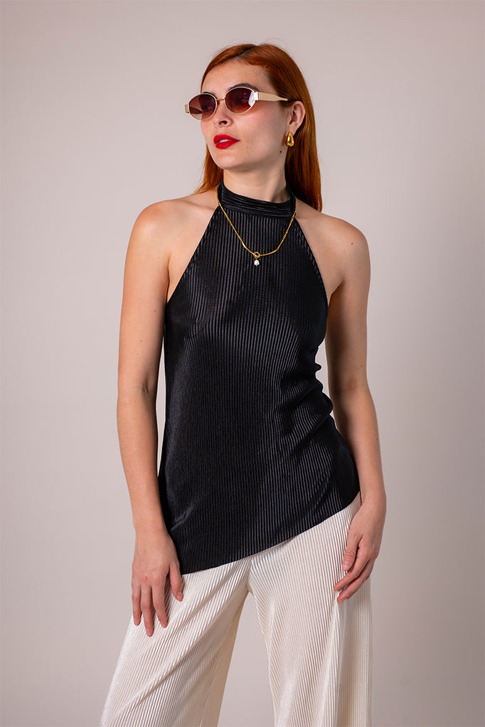 BH BLUSA HALTER PLISADA 8188