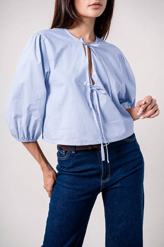 BH BLUSA POPELINA LACE UP 7191