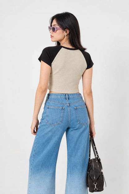 BH CAMISETA CROP RIB COMBINADA 6696