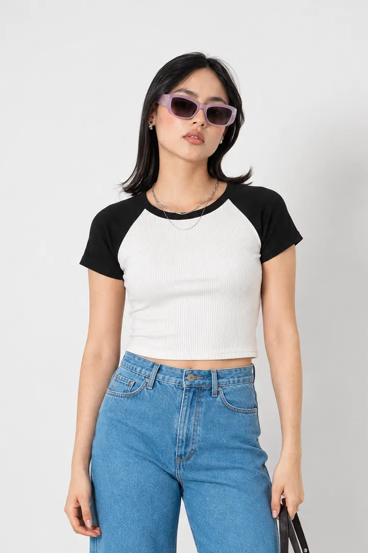 BH CAMISETA CROP RIB COMBINADA 6696