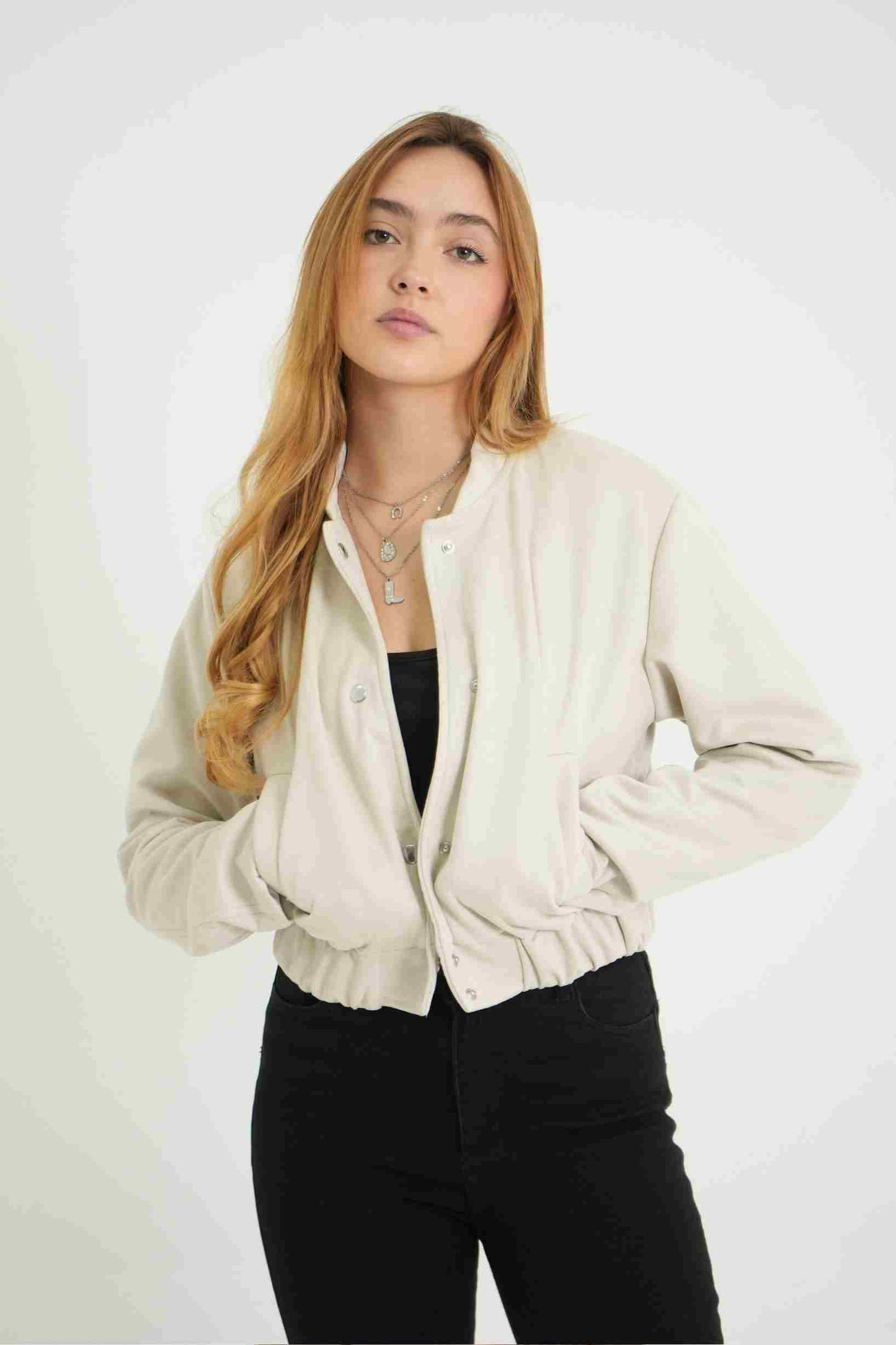CHAQUETA BOMBER EFECTO GAMUZADO B-F 6856