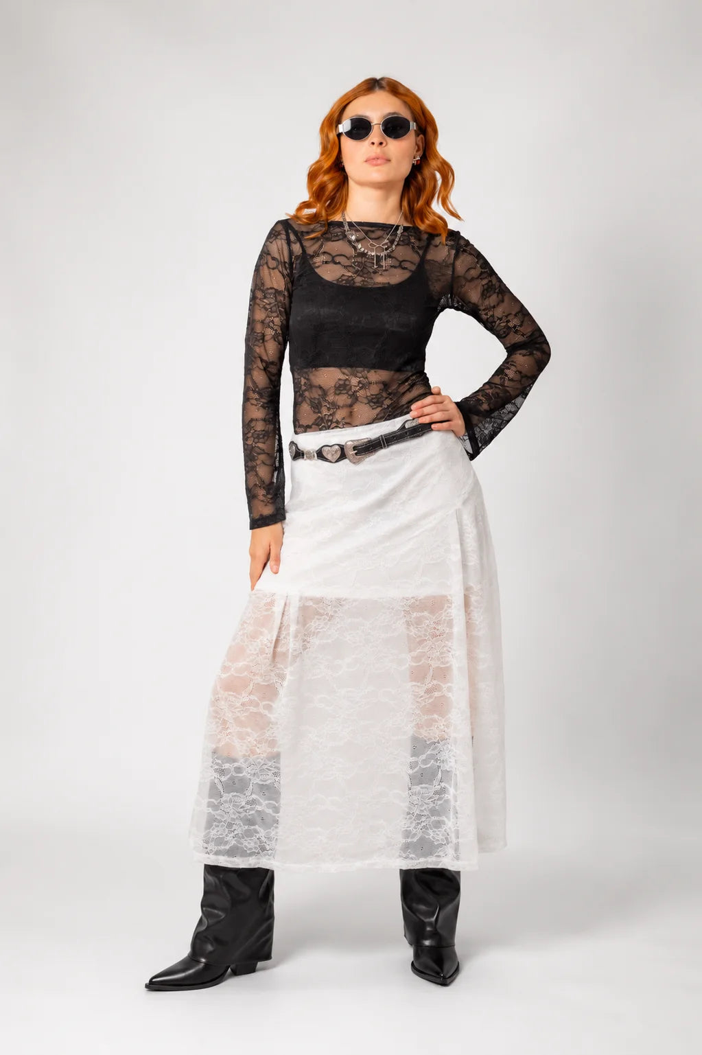 BH FALDA MIDI ENCAJE 8206