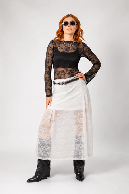 BH FALDA MIDI ENCAJE 8206