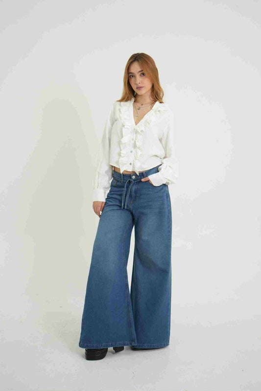 BH JEANS WIDE LEG CINTURON 7232