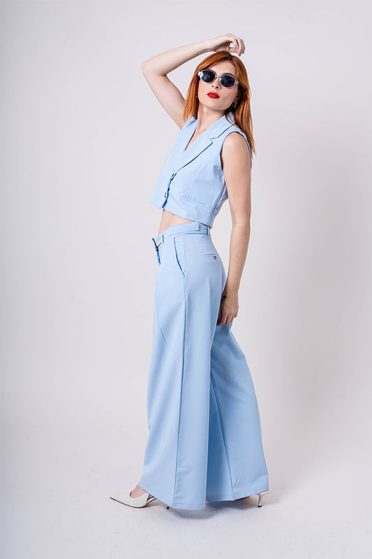 PANTALON WIDE LEG CINTURON B-C 7482