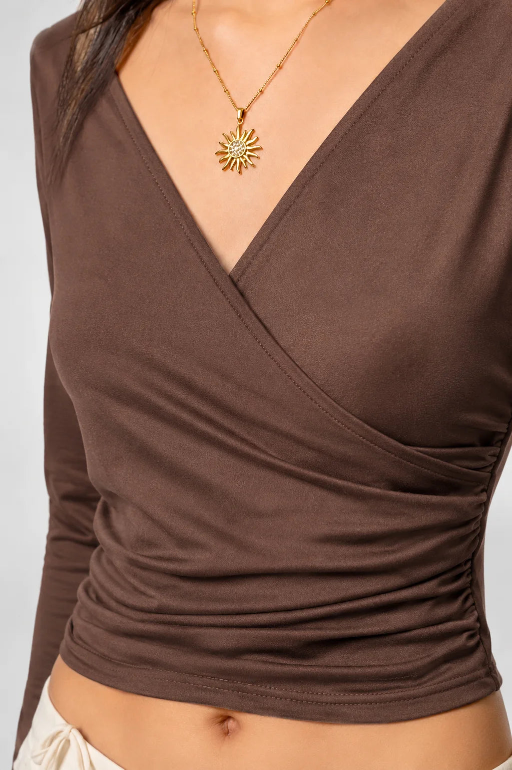 BLUSA ESCOTE EN V MANGA LARGA G-F 7457