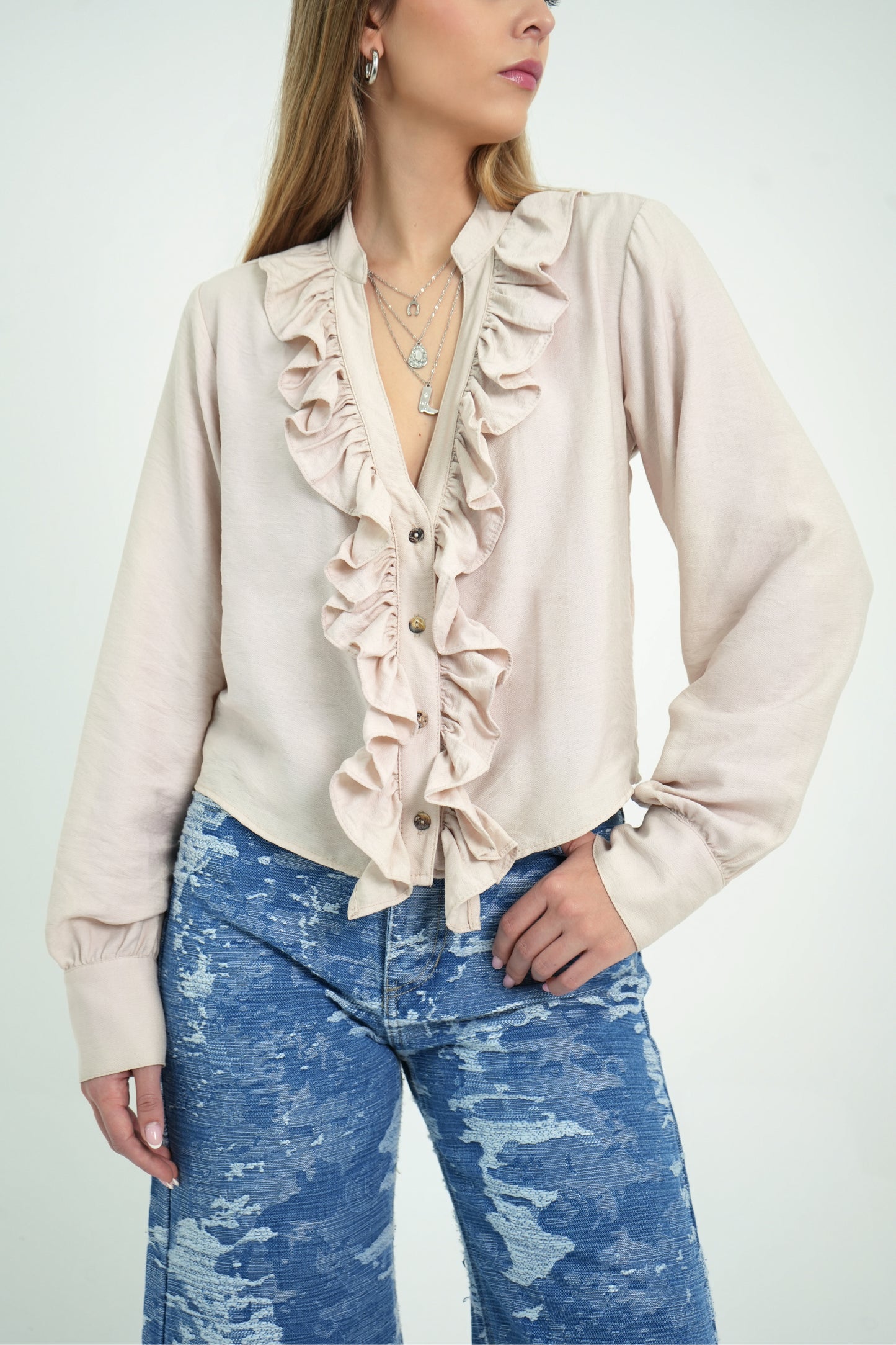 BLUSA FLUIDA MANGA LARGA 7385