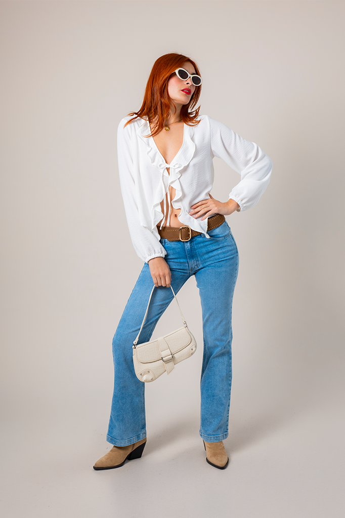 BLUSA FLUIDA VOLANTES G-M 9130.