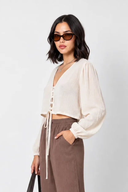 BLUSA LACE UP G-M 9873