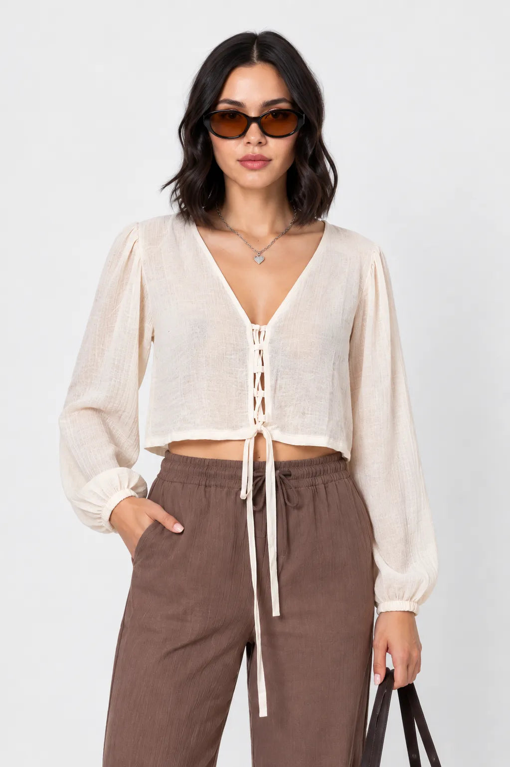 BLUSA LACE UP G-M 9873