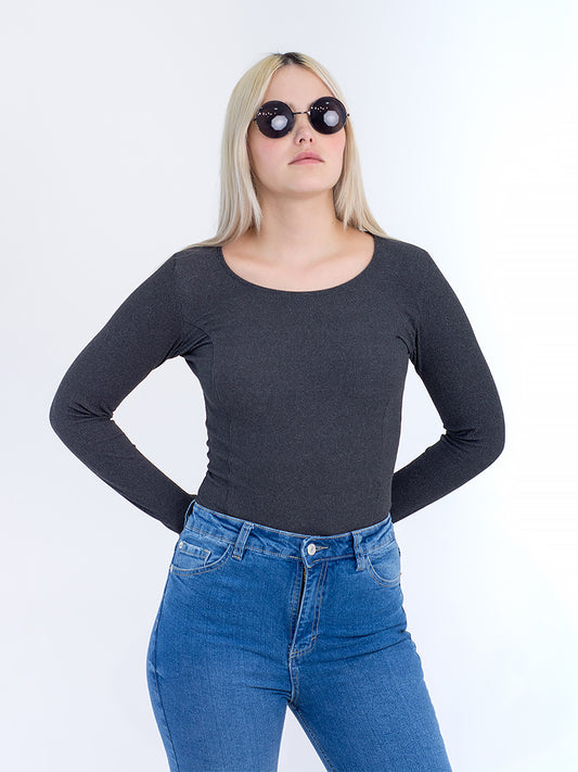 BODY MANGA LARGA AZALEA GRIS