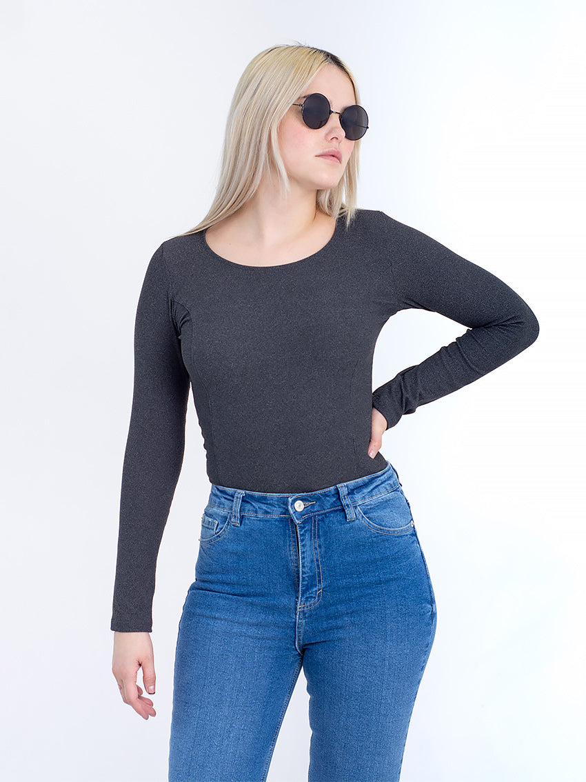 BODY MANGA LARGA AZALEA GRIS