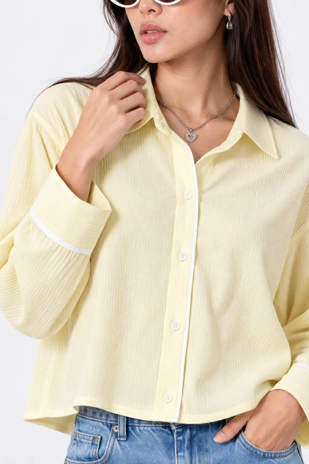 CAMISA CROPPED RAYAS E-M 9226