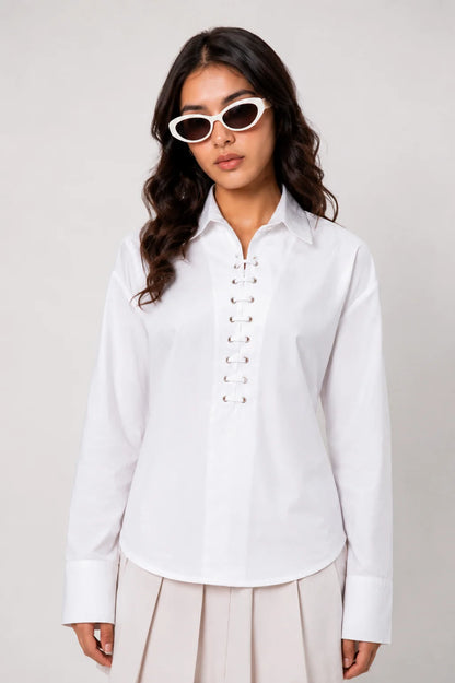 CAMISA POPELINA LACE UP B-M 8535