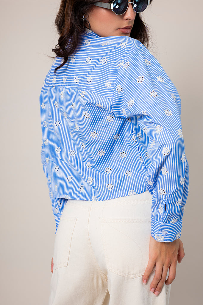 CAMISA RAYAS BORDADA E-M 8486.