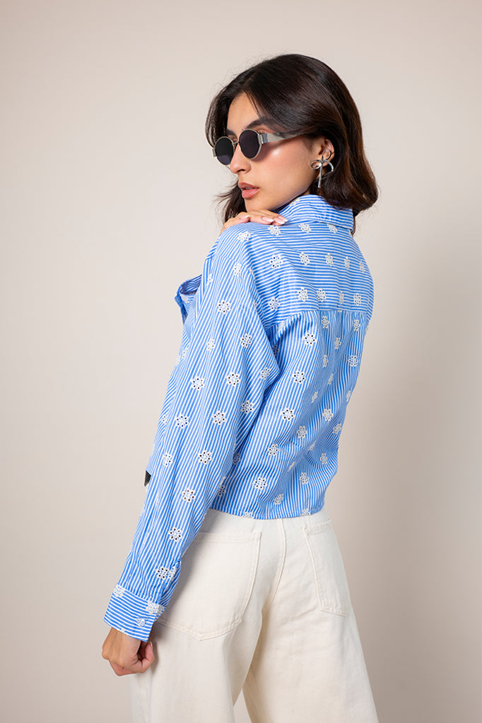 CAMISA RAYAS BORDADA E-M 8486.