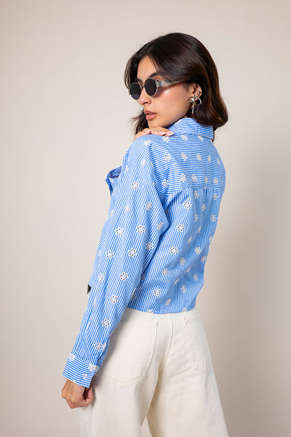 CAMISA RAYAS BORDADA E-M 8486.