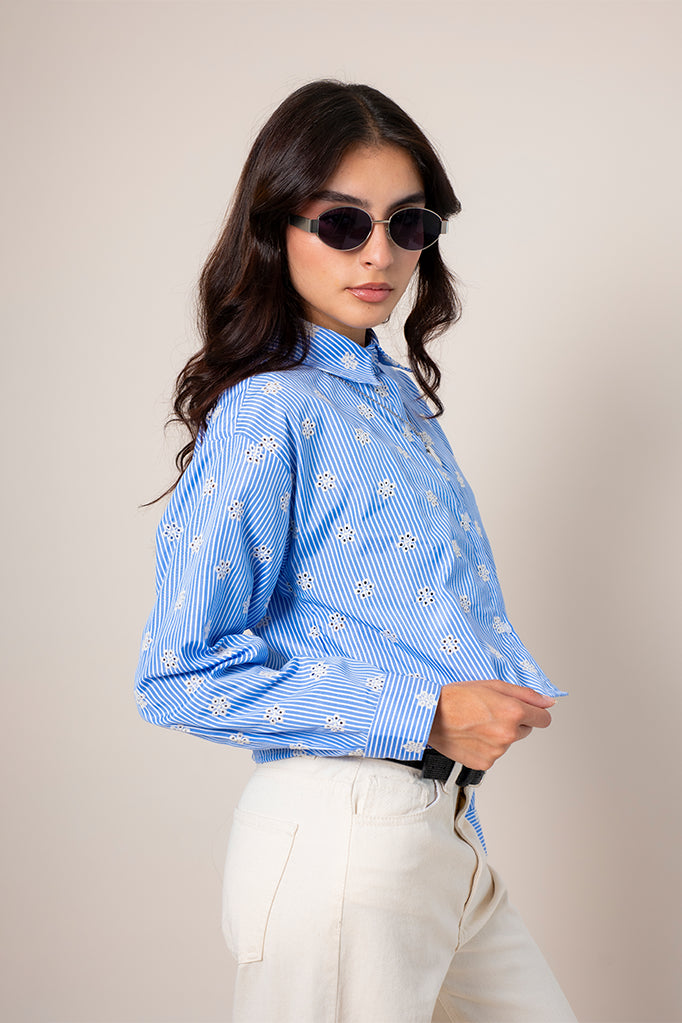 CAMISA RAYAS BORDADA E-M 8486.