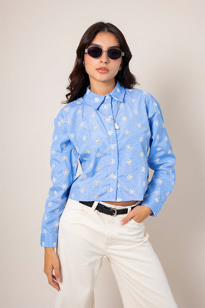 CAMISA RAYAS BORDADA E-M 8486.