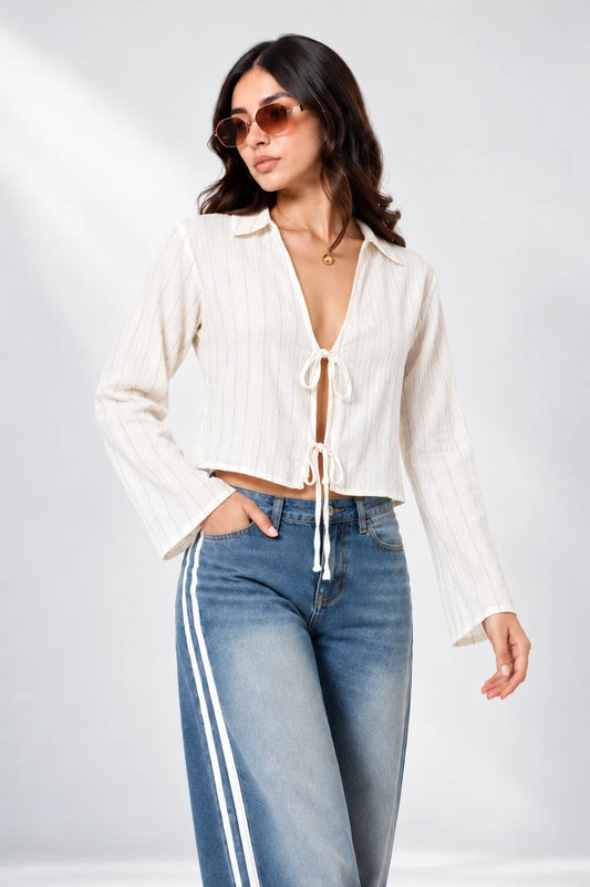CAMISA RAYAS LACE UP 7877