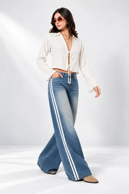 CAMISA RAYAS LACE UP 7877