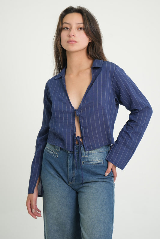 CAMISA RAYAS LACE UP 7877