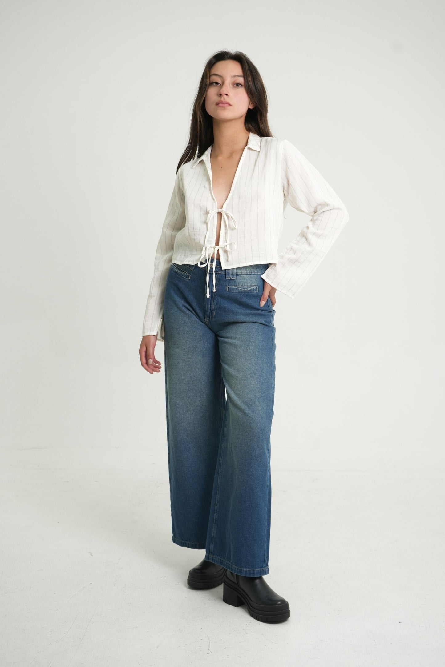 CAMISA RAYAS LACE UP 7877