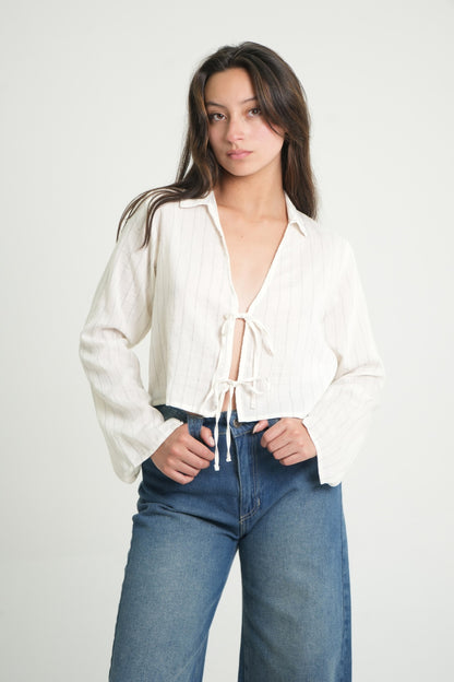 CAMISA RAYAS LACE UP 7877