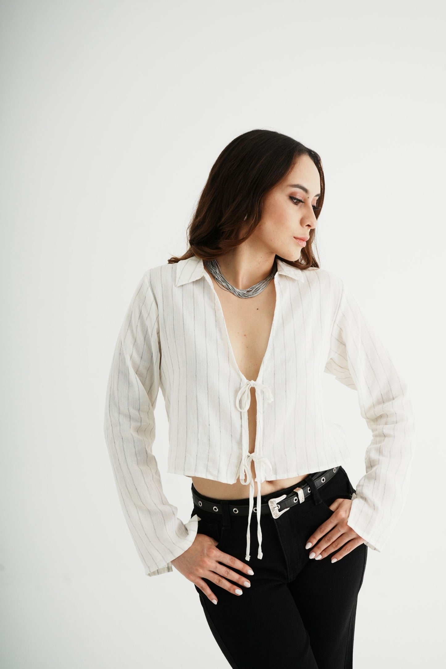 CAMISA RAYAS LACE UP 7877