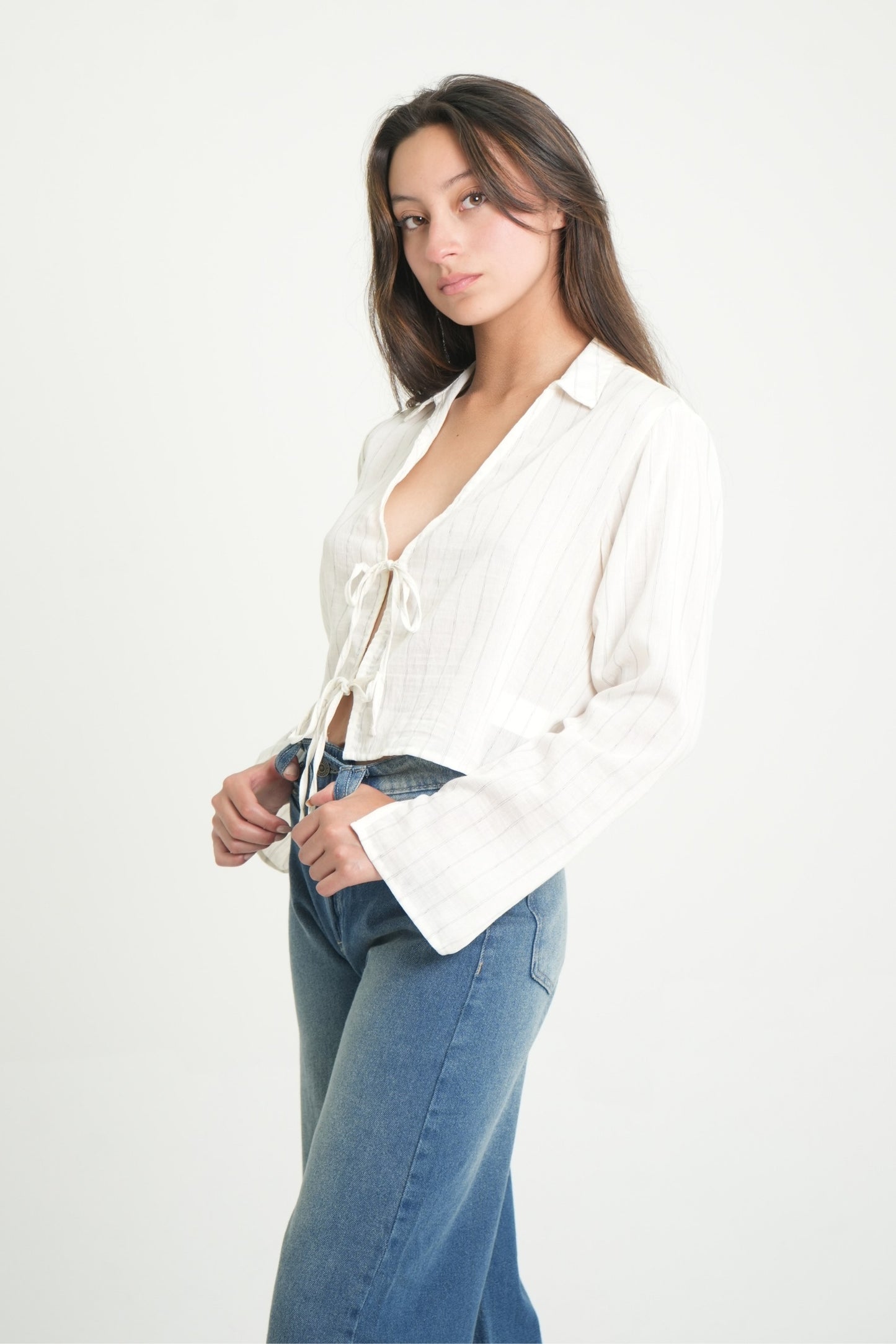 CAMISA RAYAS LACE UP 7877