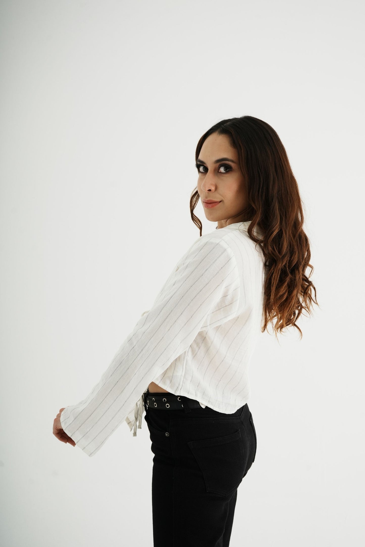 CAMISA RAYAS LACE UP 7877