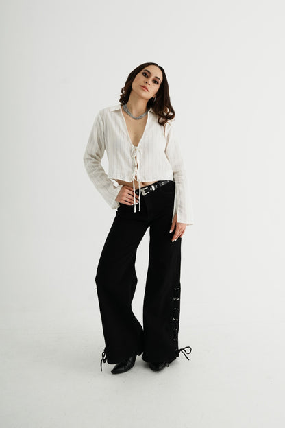 CAMISA RAYAS LACE UP 7877