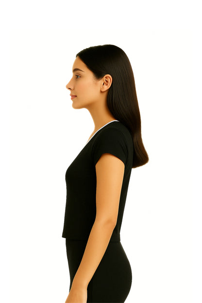 CAMISETA CROP SLIM FIT ESCOTE EN V E-M 7161