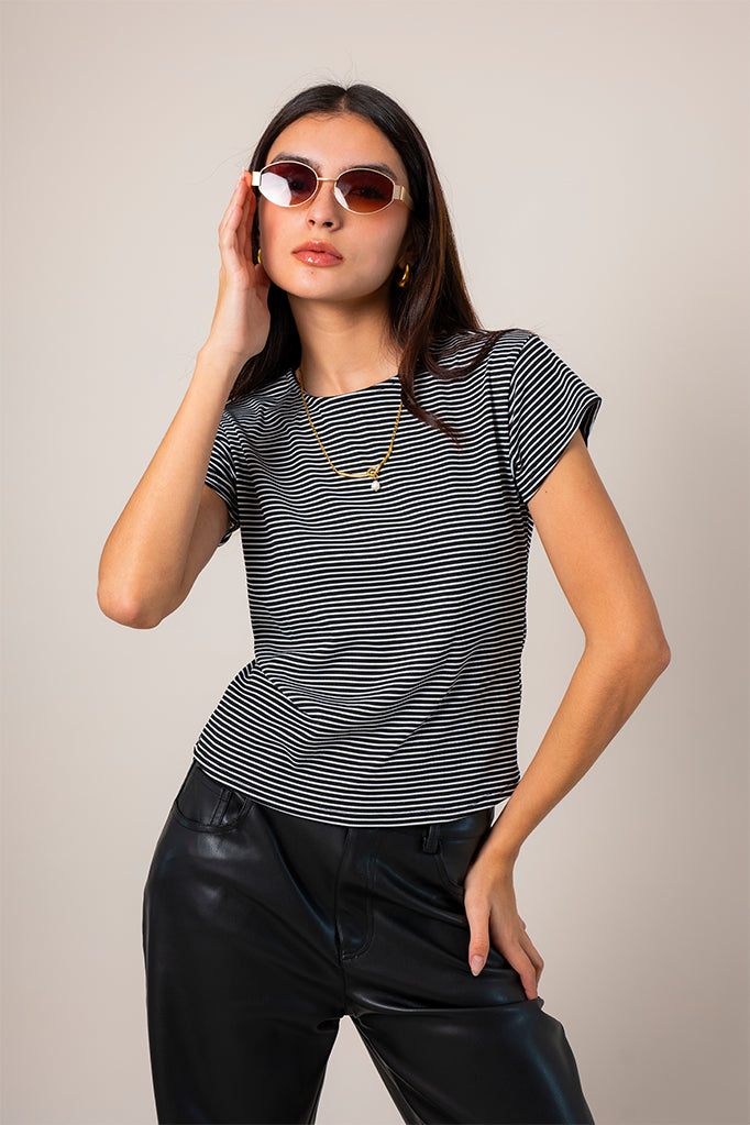 CAMISETA SLIM FIT RAYAS T-M 8495.