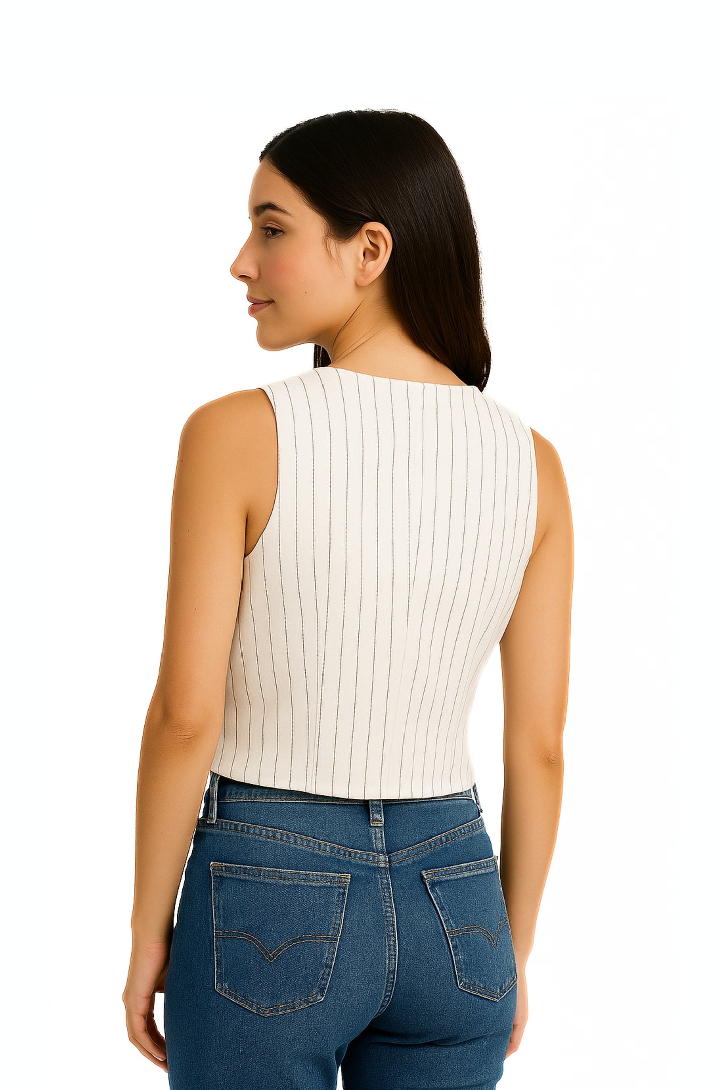 CHALECO DENIM RAYAS 6891