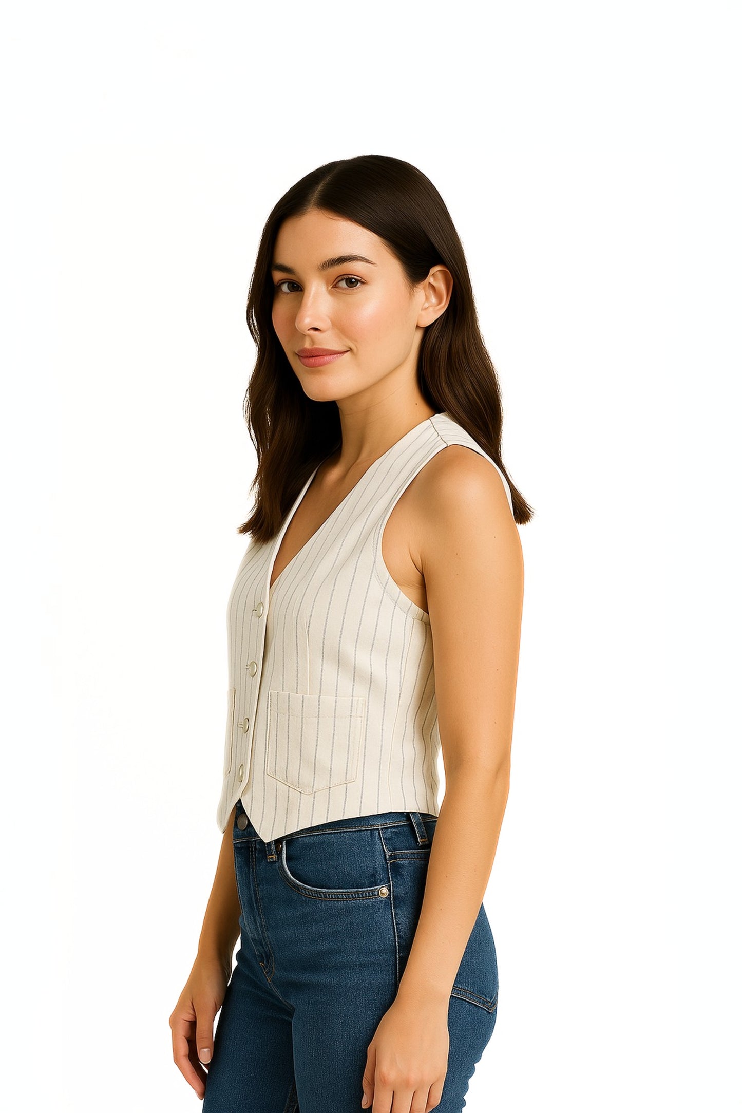 CHALECO DENIM RAYAS 6891