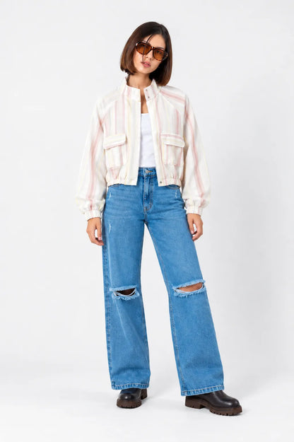 CHAQUETA BOMBER RAYAS E-F 9886