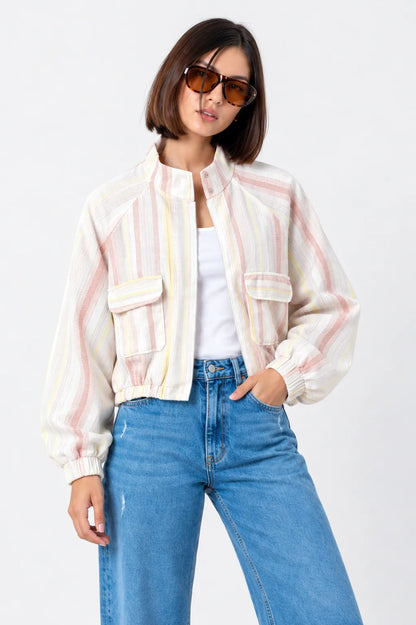 CHAQUETA BOMBER RAYAS E-F 9886
