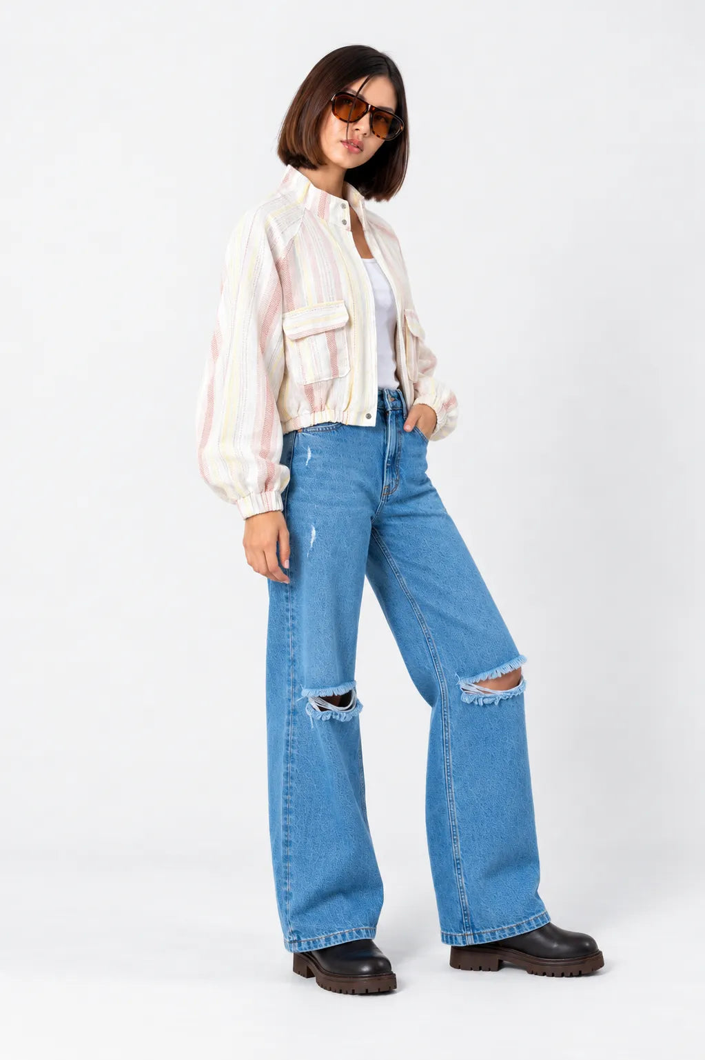 CHAQUETA BOMBER RAYAS E-F 9886