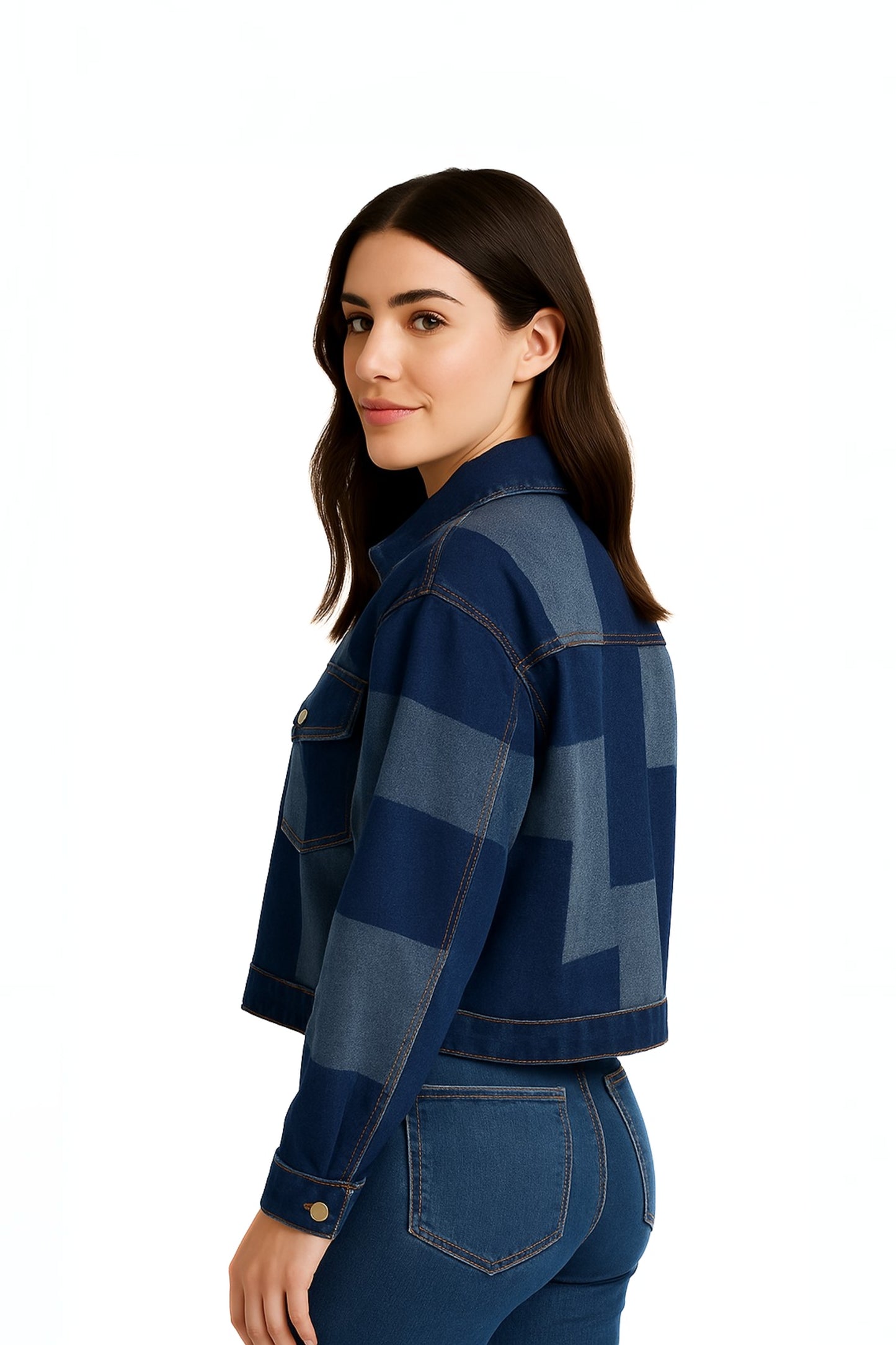CHAQUETA CORTA DENIM PATCHWORK 7130
