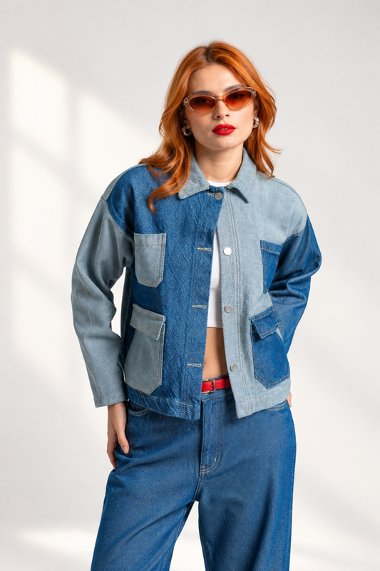 CHAQUETA DENIM PATCHWORK B-M 7553