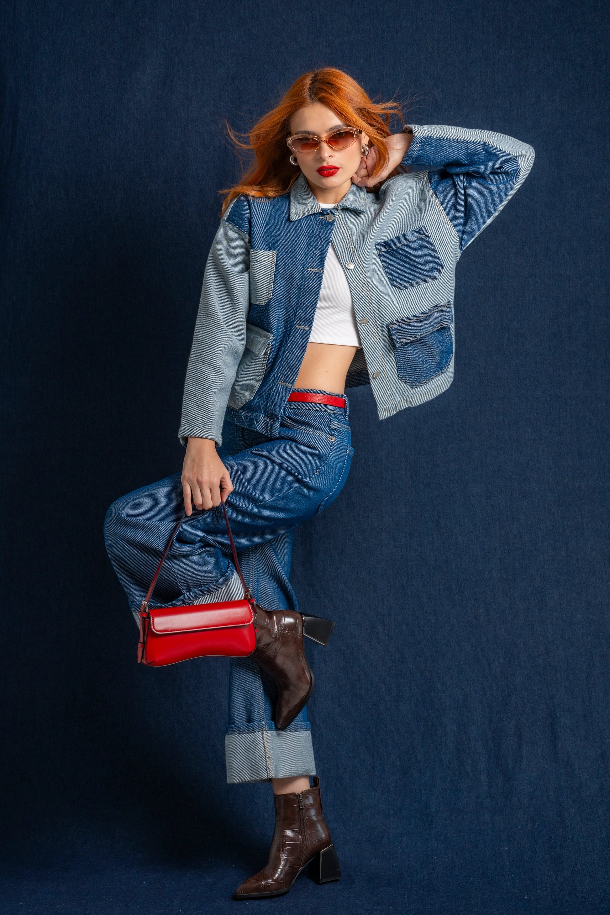 CHAQUETA DENIM PATCHWORK B-M 7553.
