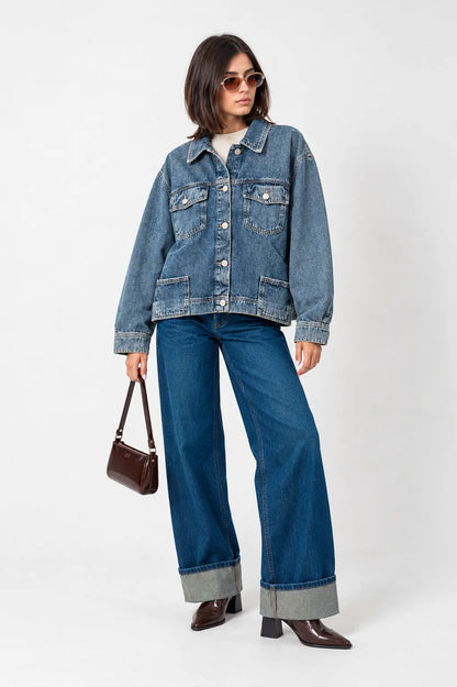 CHAQUETA FLECOS DENIM G-F 10087