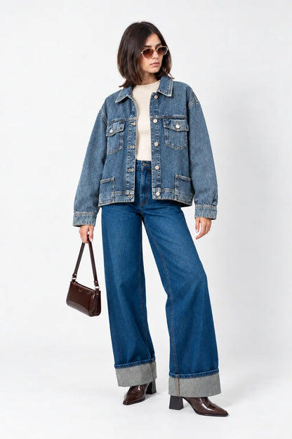 CHAQUETA FLECOS DENIM G-F 10087