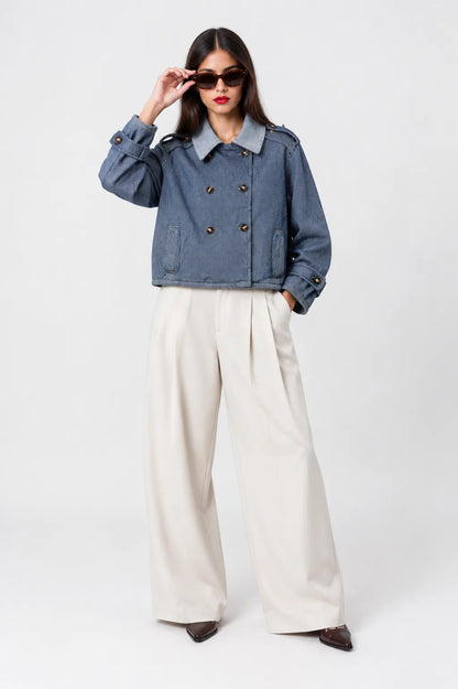 CHAQUETA TRENCH CORTA DENIM B-F 8250