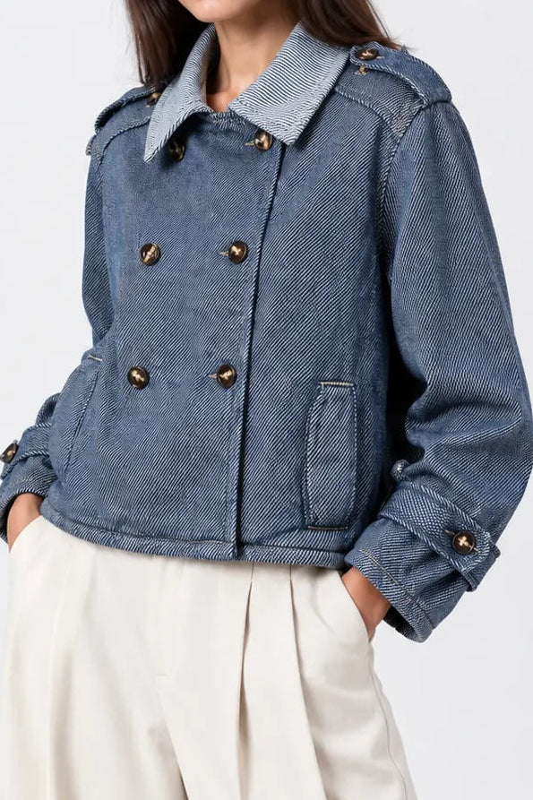 CHAQUETA TRENCH CORTA DENIM B-F 8250