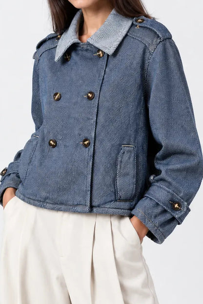 CHAQUETA TRENCH CORTA DENIM B-F 8250