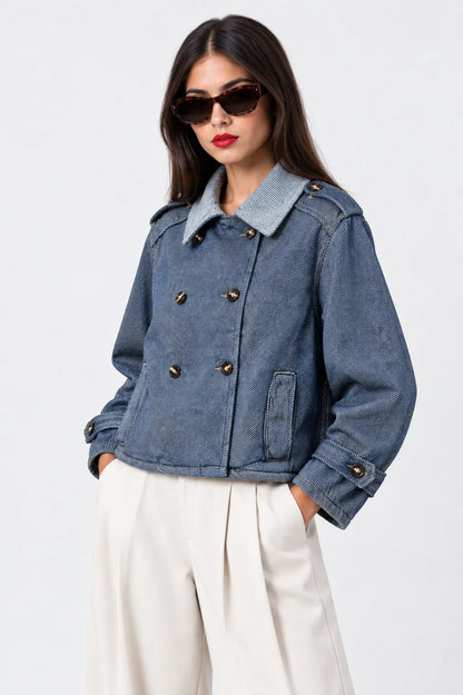 CHAQUETA TRENCH CORTA DENIM B-F 8250