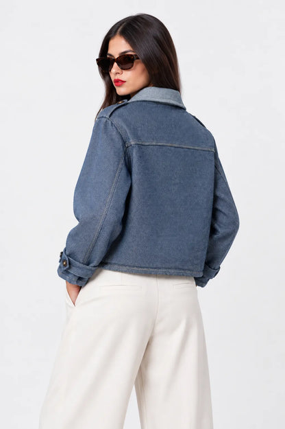 CHAQUETA TRENCH CORTA DENIM B-F 8250