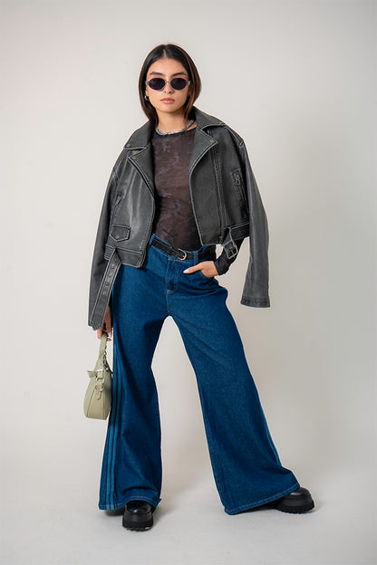 24 CHAQUETA BIKER EFECTO PIEL DESGASTADO